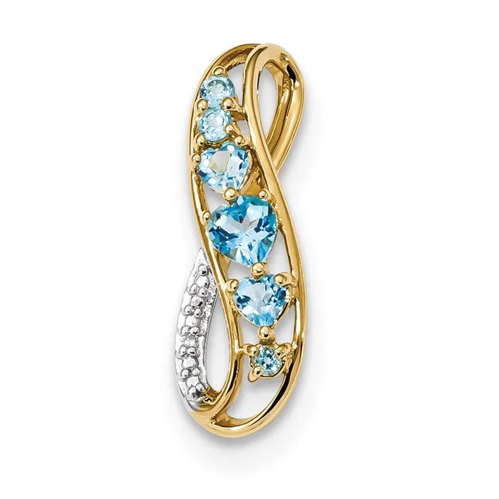 Necklaces Goldia 14K Yellow Gold w L Swiss Blue Topaz u0026 Real Diamond Polished Pendant