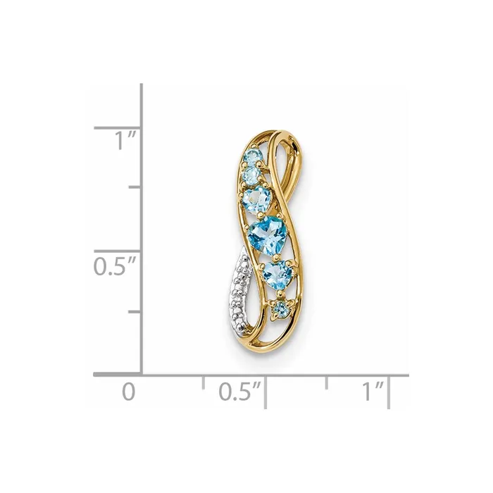 Necklaces Goldia 14K Yellow Gold w L Swiss Blue Topaz u0026 Real Diamond Polished Pendant