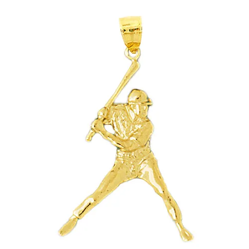 Necklaces Goldia 3D 14K Gold Baseball Batter At Bat Pendant