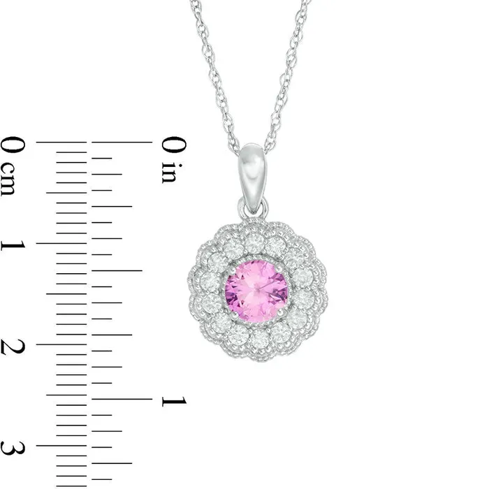 Necklaces Goldia 60mm LabCreated Pink and White Sapphire Flower Pendant in Sterling Silver Necklaces Goldia 60mm LabCreated Pink and White Sapphire Flower Pendant in Sterling Silver