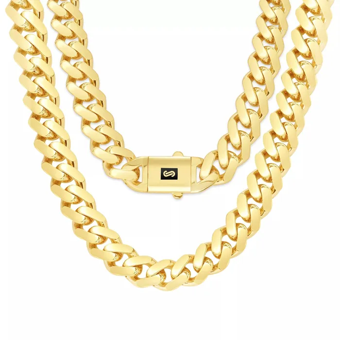 Necklaces Goldiacom 14k Yellow Gold Royal Monaco Miami Cuban Link Curb 17mm Mens Chain Necklace 28