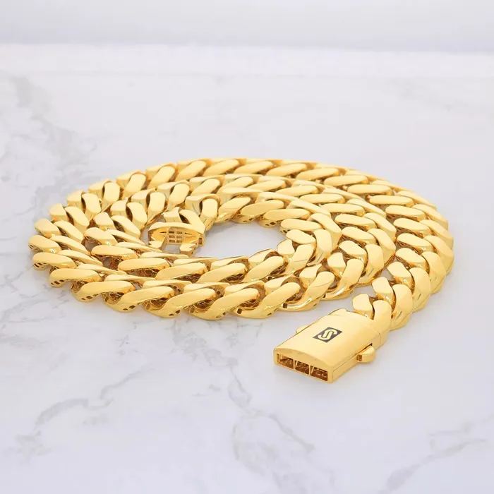 Necklaces Goldiacom 14k Yellow Gold Royal Monaco Miami Cuban Link Curb 17mm Mens Chain Necklace 28