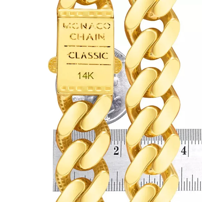 Necklaces Goldiacom 14k Yellow Gold Royal Monaco Miami Cuban Link Curb 17mm Mens Chain Necklace 28
