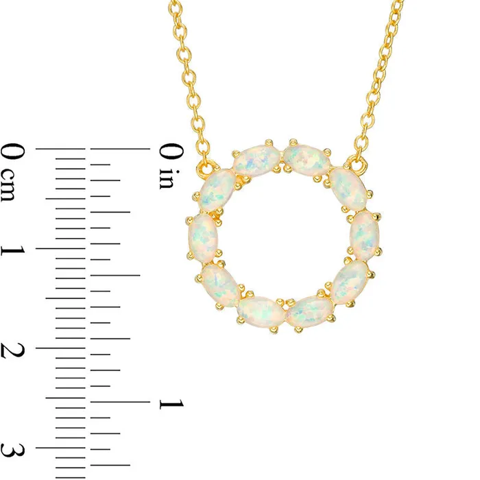 Necklaces Goldia Oval LabCreated Opal Circle Necklace in Sterling Silver with 18K Gold Plate Necklaces Goldia Oval LabCreated Opal Circle Necklace in Sterling Silver with 18K Gold Plate