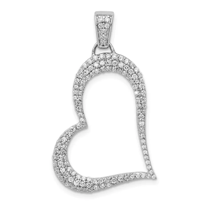Necklaces Goldia Solid 14k White Gold 12ct Simulated CZ Heart Pendant