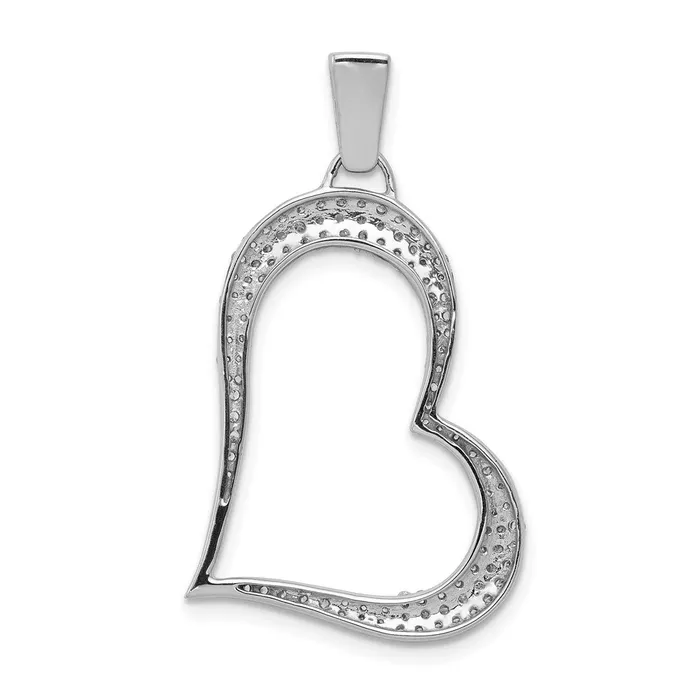 Necklaces Goldia Solid 14k White Gold 12ct Simulated CZ Heart Pendant Necklaces Goldia Solid 14k White Gold 12ct Simulated CZ Heart Pendant