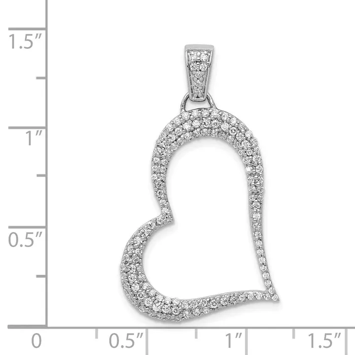 Necklaces Goldia Solid 14k White Gold 12ct Simulated CZ Heart Pendant Necklaces Goldia Solid 14k White Gold 12ct Simulated CZ Heart Pendant