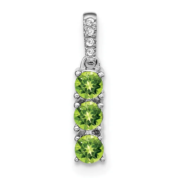 Necklaces Goldia Solid 14k White Gold 3stone Simulated Peridot and CZ Pendant