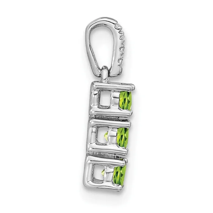 Necklaces Goldia Solid 14k White Gold 3stone Simulated Peridot and CZ Pendant Necklaces Goldia Solid 14k White Gold 3stone Simulated Peridot and CZ Pendant