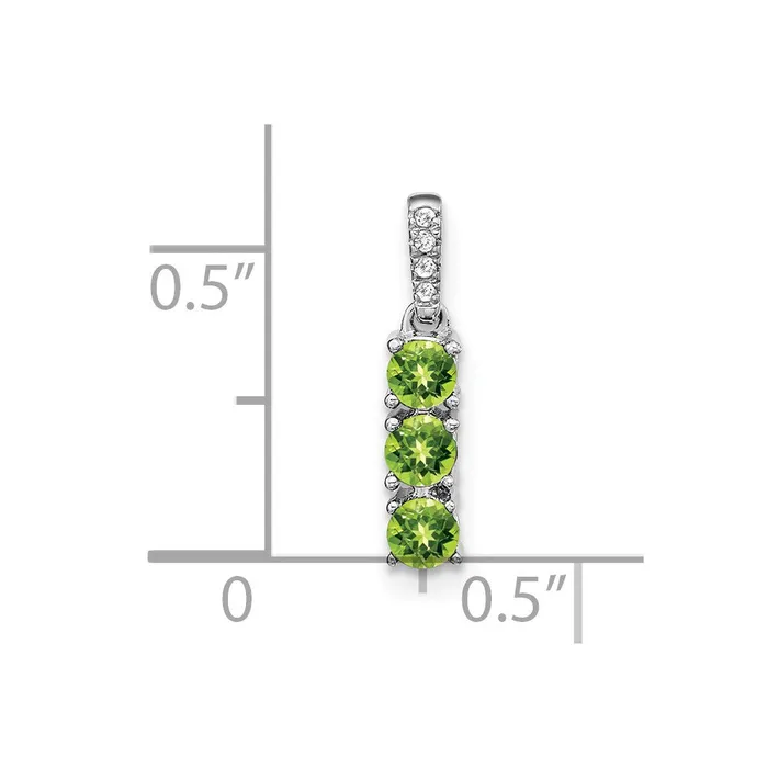 Necklaces Goldia Solid 14k White Gold 3stone Simulated Peridot and CZ Pendant Necklaces Goldia Solid 14k White Gold 3stone Simulated Peridot and CZ Pendant