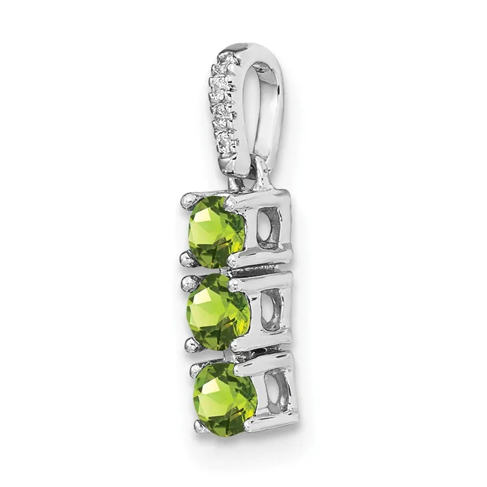 Necklaces Goldia Solid 14k White Gold 3stone Simulated Peridot and CZ Pendant Necklaces Goldia Solid 14k White Gold 3stone Simulated Peridot and CZ Pendant