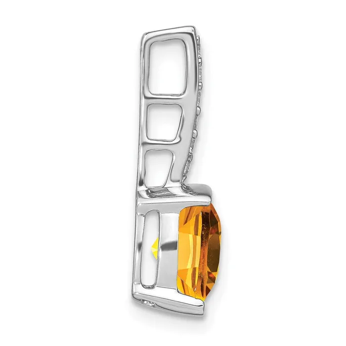 Necklaces Goldia Solid 14k White Gold Cushion Simulated Citrine and CZ Pendant