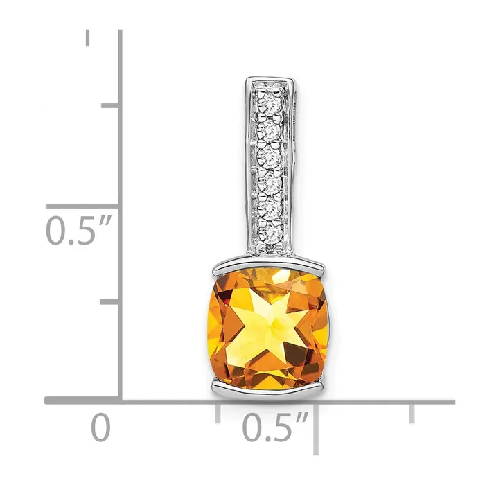 Necklaces Goldia Solid 14k White Gold Cushion Simulated Citrine and CZ Pendant