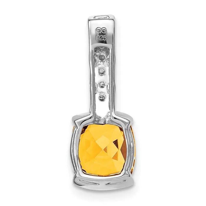 Necklaces Goldia Solid 14k White Gold Cushion Simulated Citrine and CZ Pendant