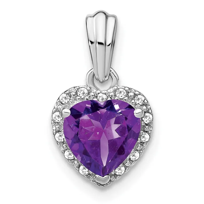 Necklaces Goldia Sterling Silver Amethyst and Real Diamond Pendant