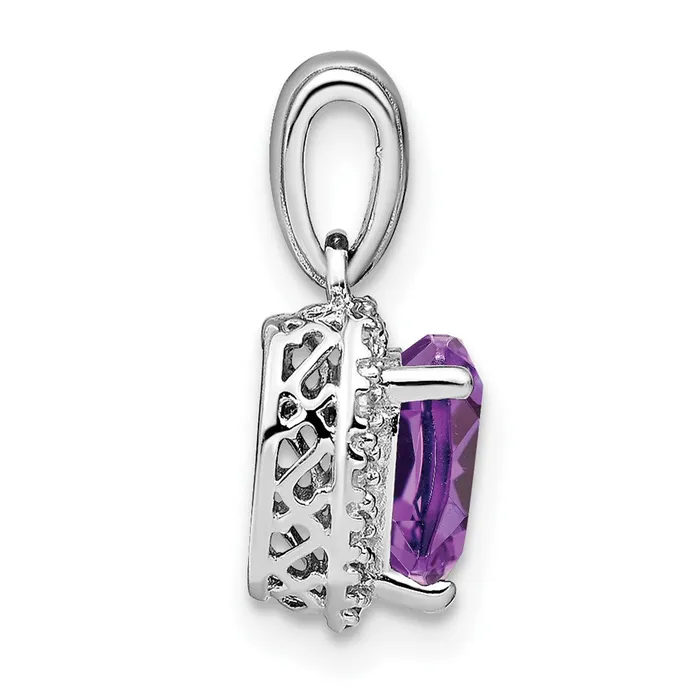 Necklaces Goldia Sterling Silver Amethyst and Real Diamond Pendant