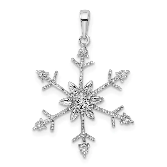 Necklaces Goldia Sterling Silver Rhodium Diamond SnowFlake Pendant