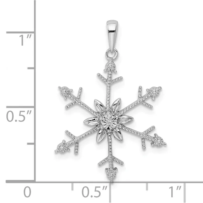 Necklaces Goldia Sterling Silver Rhodium Diamond SnowFlake Pendant