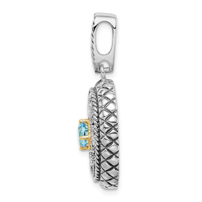Necklaces Goldia Sterling Silver Rhodium w14k Accent Blue Topaz u0026 CZ Oval Pendant