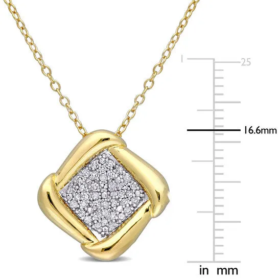 Necklaces JMS always Original AMOUR 15 CT TDW Diamond Halo Pendant with Chain In Yellow Plated Sterling Silver Necklaces JMS always Original AMOUR 15 CT TDW Diamond Halo Pendant with Chain In Yellow Plated Sterling Silver