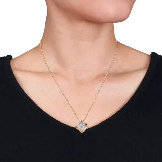 Necklaces JMS always Original AMOUR 15 CT TDW Diamond Halo Pendant with Chain In Yellow Plated Sterling Silver Necklaces JMS always Original AMOUR 15 CT TDW Diamond Halo Pendant with Chain In Yellow Plated Sterling Silver
