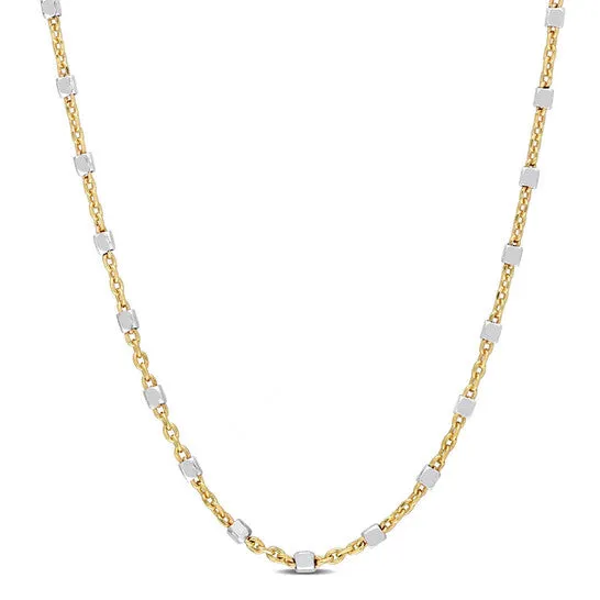 Necklaces JMS always Original AMOUR TwoTone White Bead Chain Necklace In Yellow Plated Sterling Silver 24 In