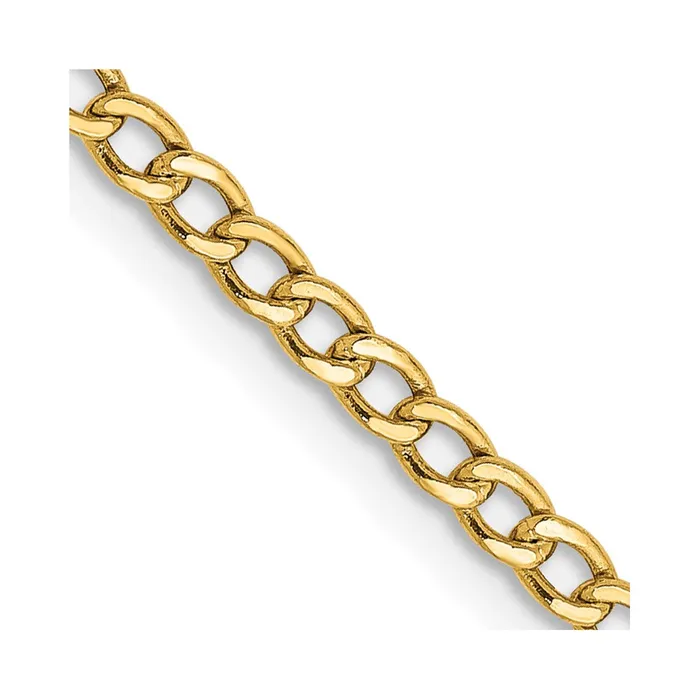 Necklaces MDS 14K Yellow Gold 28 inch 25mm SemiSolid Curb with Lobster Clasp Chain Necklace