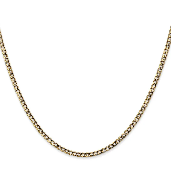 Necklaces MDS 14K Yellow Gold 28 inch 25mm SemiSolid Curb with Lobster Clasp Chain Necklace Necklaces MDS 14K Yellow Gold 28 inch 25mm SemiSolid Curb with Lobster Clasp Chain Necklace