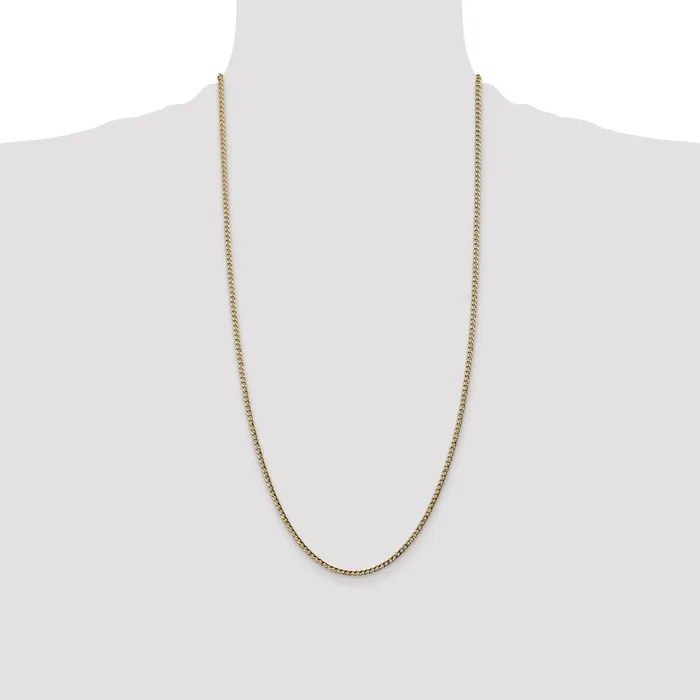 Necklaces MDS 14K Yellow Gold 28 inch 25mm SemiSolid Curb with Lobster Clasp Chain Necklace Necklaces MDS 14K Yellow Gold 28 inch 25mm SemiSolid Curb with Lobster Clasp Chain Necklace