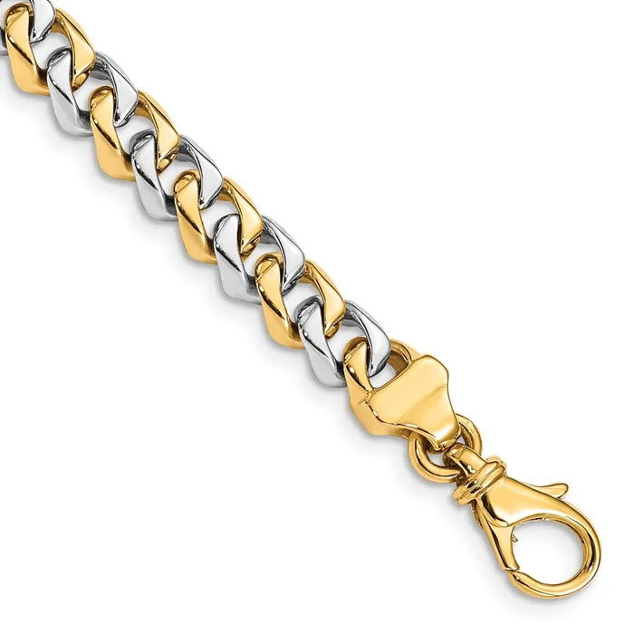 Necklaces MDS Solid 14K Twotone Gold 20 inch 685mm Hand Polished Fancy Link with Fancy Lobster Clasp Chain Necklace