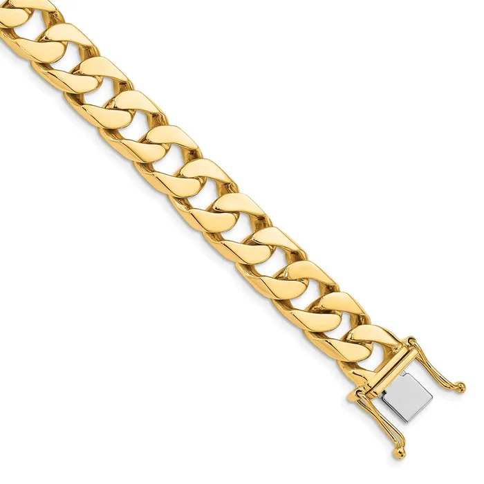 Necklaces MDS Solid 14K Yellow Gold 20 inch 106mm Hand Polished Flat Beveled Curb Link with Box Catch Clasp Chain Necklace
