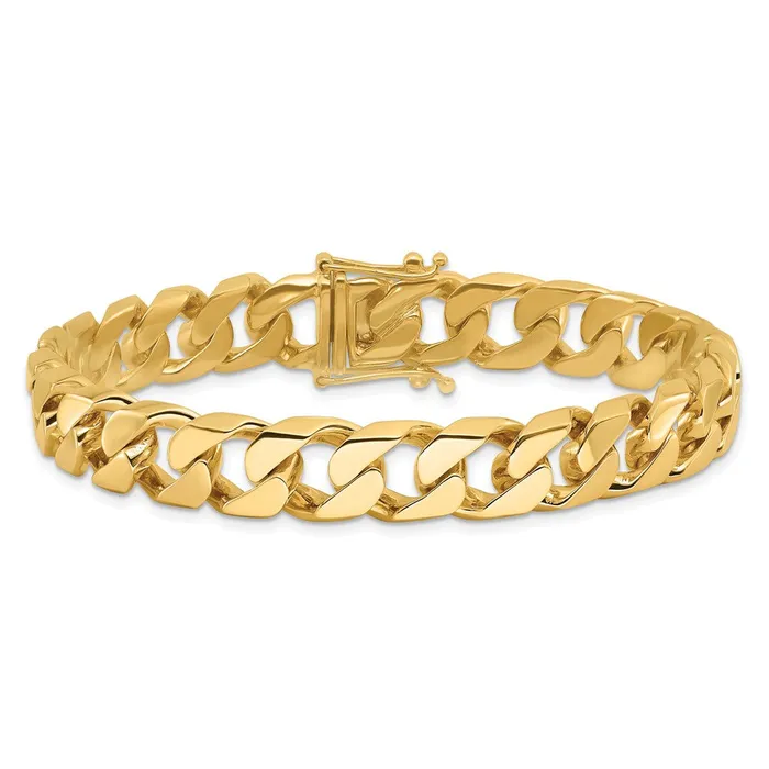 Necklaces MDS Solid 14K Yellow Gold 20 inch 106mm Hand Polished Flat Beveled Curb Link with Box Catch Clasp Chain Necklace