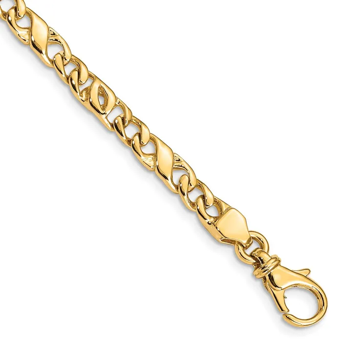 Necklaces MDS Solid 14K Yellow Gold 22 inch 48mm Hand Polished Fancy Link with Fancy Lobster Clasp Chain Necklace
