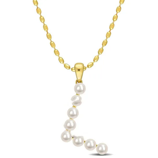 Necklaces Original AMOUR 354mm Freshwater Cultured Pearl Initial Pendant with Chain In Yellow Plated Sterling Silver JMS always