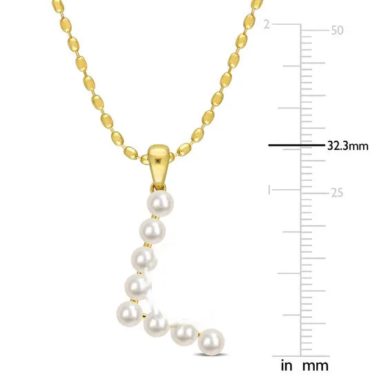 Necklaces Original AMOUR 354mm Freshwater Cultured Pearl Initial Pendant with Chain In Yellow Plated Sterling Silver JMS always Necklaces Original AMOUR 354mm Freshwater Cultured Pearl Initial Pendant with Chain In Yellow Plated Sterling Silver JMS always