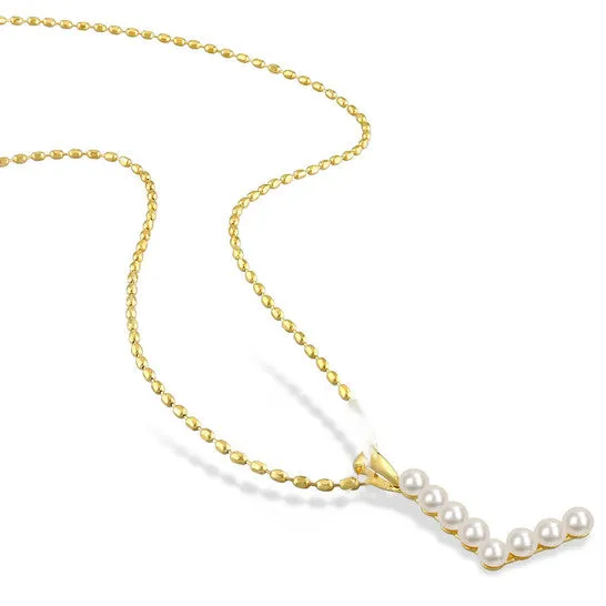 Necklaces Original AMOUR 354mm Freshwater Cultured Pearl Initial Pendant with Chain In Yellow Plated Sterling Silver JMS always Necklaces Original AMOUR 354mm Freshwater Cultured Pearl Initial Pendant with Chain In Yellow Plated Sterling Silver JMS always