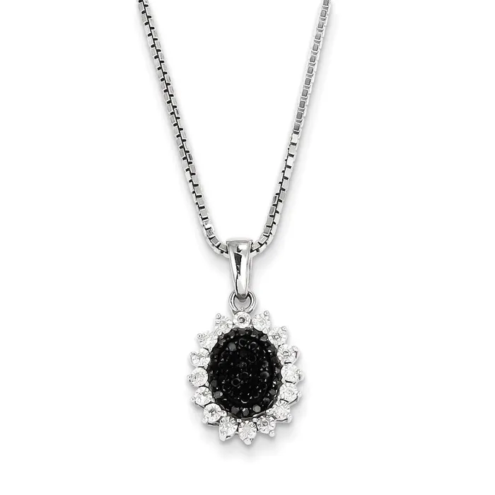 Necklaces Sterling Silver Black and White Diamond Pendant Goldia