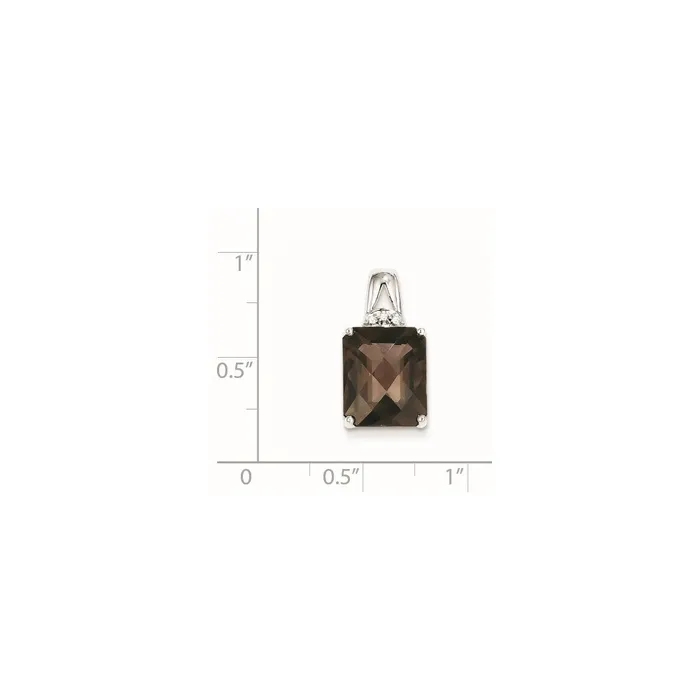 Necklaces Sterling Silver Rhodiumplated Smoky Quartz and Diamond Pendant Goldia