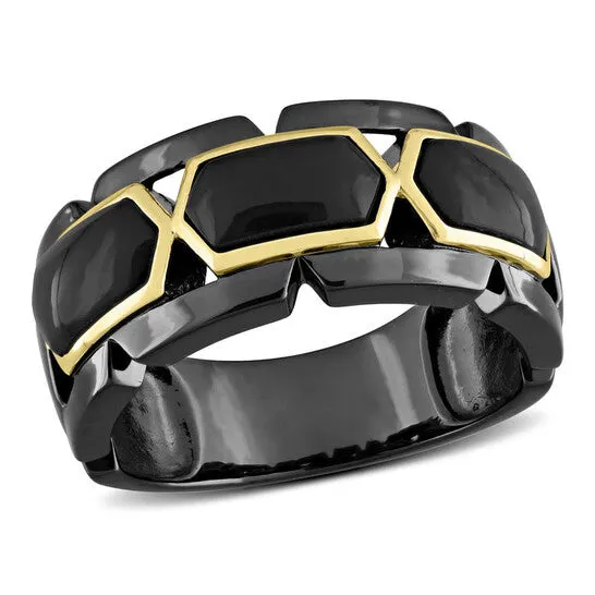 Original Amour 2 38 CT TGW Black Onyx Fashion Ring Yellow Silver Black Rhodium Plated JMS always Rings Original Amour 2 38 CT TGW Black Onyx Fashion Ring Yellow Silver Black Rhodium Plated JMS always Rings