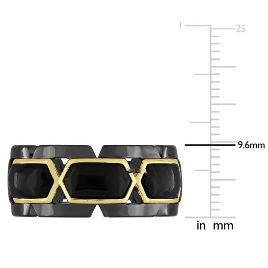 Original Amour 2 38 CT TGW Black Onyx Fashion Ring Yellow Silver Black Rhodium Plated JMS always Rings Original Amour 2 38 CT TGW Black Onyx Fashion Ring Yellow Silver Black Rhodium Plated JMS always Rings