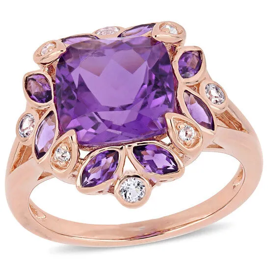 Original Amour 3 13 CT TGW Amethyst AmethystAfrica and White Topaz Cocktail Ring in Pink Silver JMS always Rings Original Amour 3 13 CT TGW Amethyst AmethystAfrica and White Topaz Cocktail Ring in Pink Silver JMS always Rings