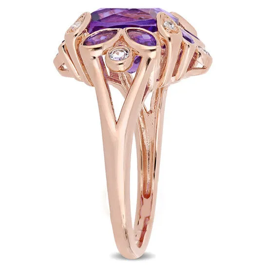 Original Amour 3 13 CT TGW Amethyst AmethystAfrica and White Topaz Cocktail Ring in Pink Silver JMS always Rings Original Amour 3 13 CT TGW Amethyst AmethystAfrica and White Topaz Cocktail Ring in Pink Silver JMS always Rings