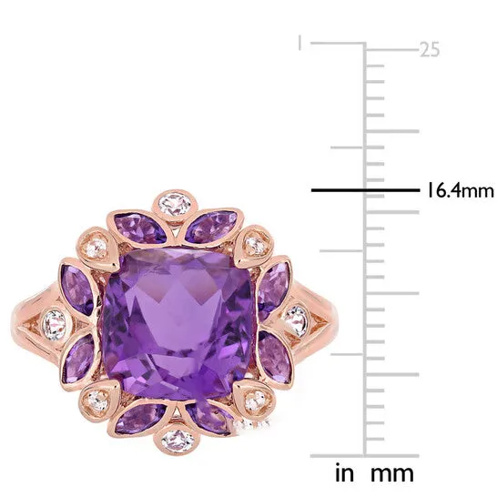 Original Amour 3 13 CT TGW Amethyst AmethystAfrica and White Topaz Cocktail Ring in Pink Silver JMS always Rings Original Amour 3 13 CT TGW Amethyst AmethystAfrica and White Topaz Cocktail Ring in Pink Silver JMS always Rings