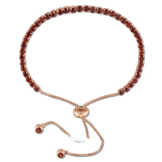 Original AMOUR 3 34 CT TGW Garnet Tassel Bolo Bracelet In Rose Plated Sterling Silver JMS always Bracelets Original AMOUR 3 34 CT TGW Garnet Tassel Bolo Bracelet In Rose Plated Sterling Silver JMS always Bracelets