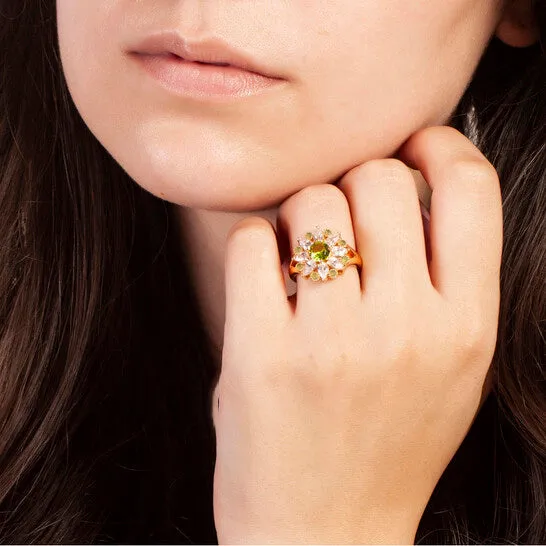 Original Bertha Juliet Collection Womens 18k YG Plated Light Green Floral Statement Fashion Ring JMS always Rings