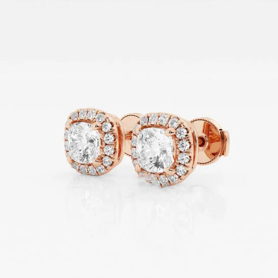 Original Brilliant Diamond 14KT Rose Gold 1 34 cttw CushionCut Lab Grown Diamond Halo Stud Earrings for Women GVSSI GSI JMS always Earrings Original Brilliant Diamond 14KT Rose Gold 1 34 cttw CushionCut Lab Grown Diamond Halo Stud Earrings for Women GVSSI GSI JMS always Earrings