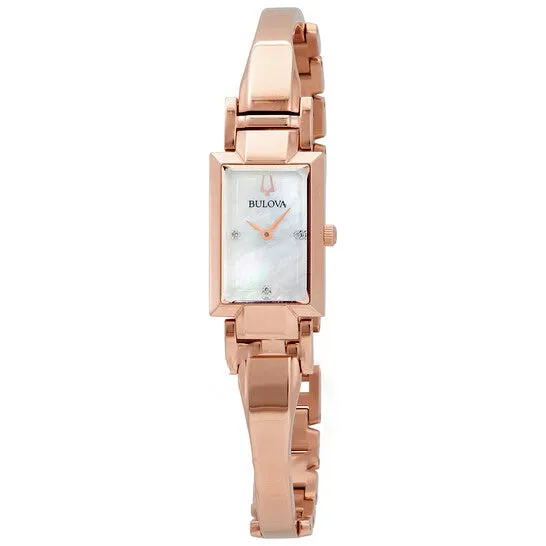 Original Bulova Classic Quartz Diamond Mother of Pearl Dial Ladies Watch 97P142 JMS always Watches