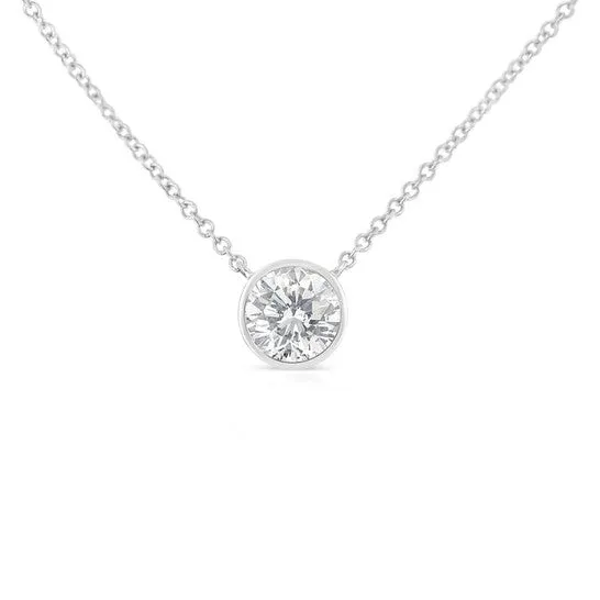 Original Haus of Brilliance 10K White Gold 110ct TDW Solitaire Diamond Pendant Necklace HISI2I1 JMS always Necklaces
