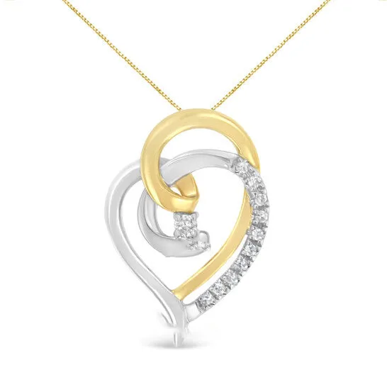 Original Haus of Brilliance 10K Yellow and White Gold Diamond Accent Open Double Heart Spiral Curl 18 Pendant Necklace JK Color I2I3 Clarity JMS always Necklaces