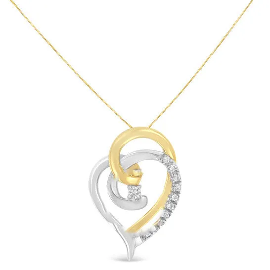 Original Haus of Brilliance 10K Yellow and White Gold Diamond Accent Open Double Heart Spiral Curl 18 Pendant Necklace JK Color I2I3 Clarity JMS always Necklaces Original Haus of Brilliance 10K Yellow and White Gold Diamond Accent Open Double Heart Spiral Curl 18 Pendant Necklace JK Color I2I3 Clarity JMS always Necklaces